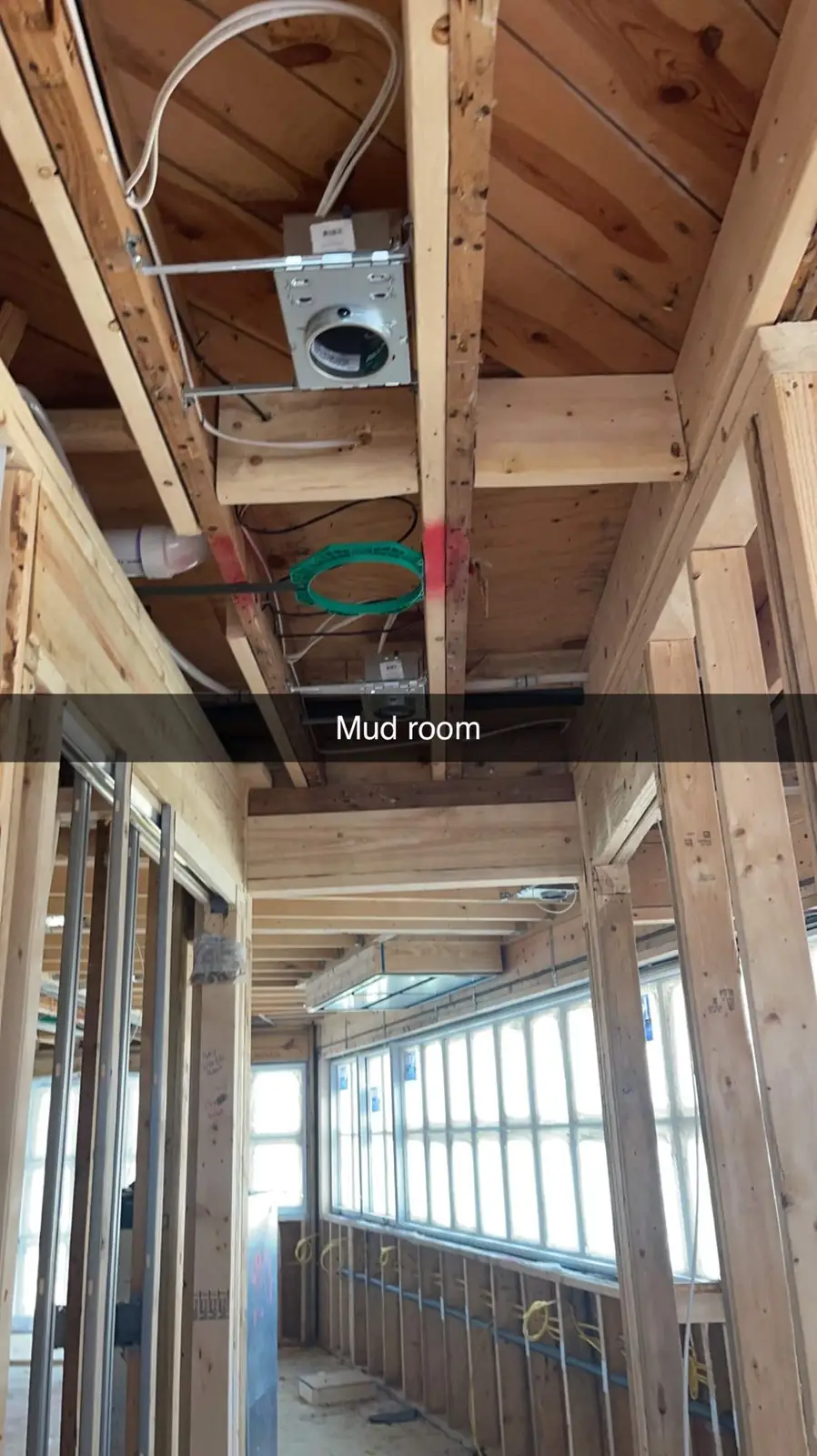 Labeled low-voltage prewire in ceiling framing