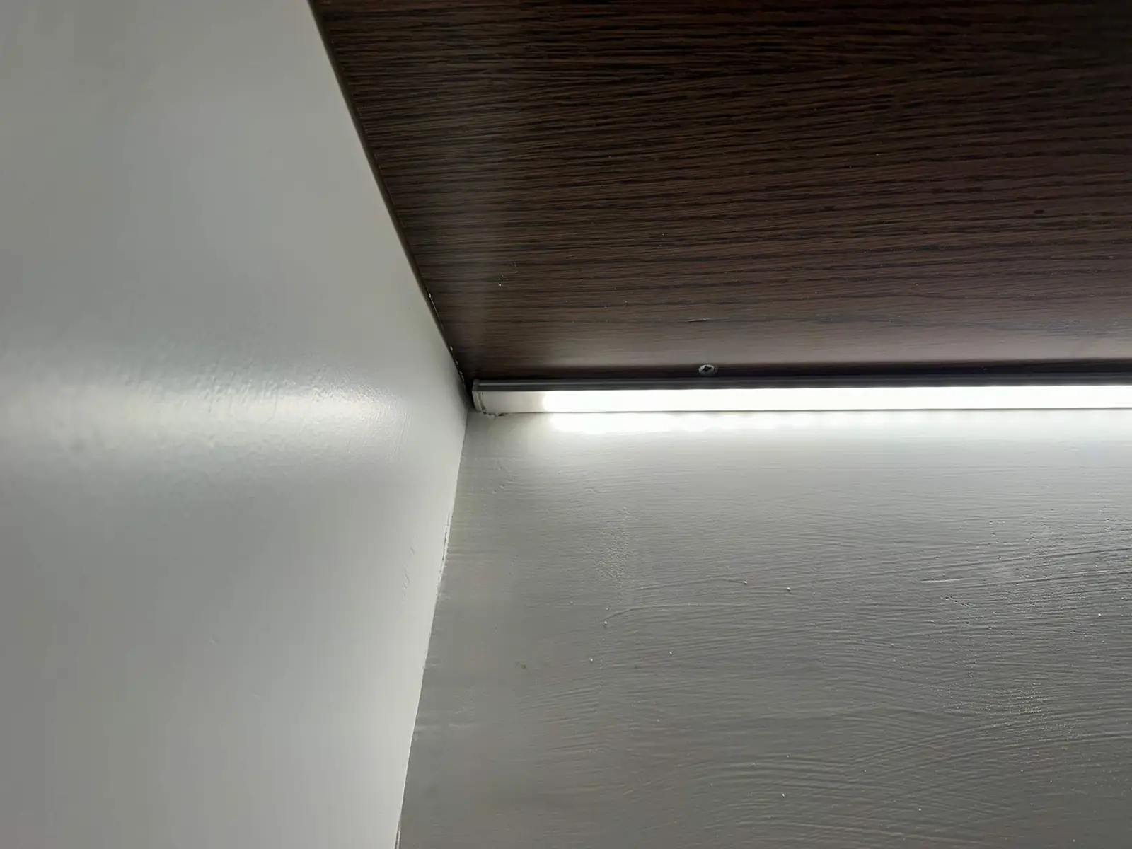 Close-up of indirect LED cove lighting