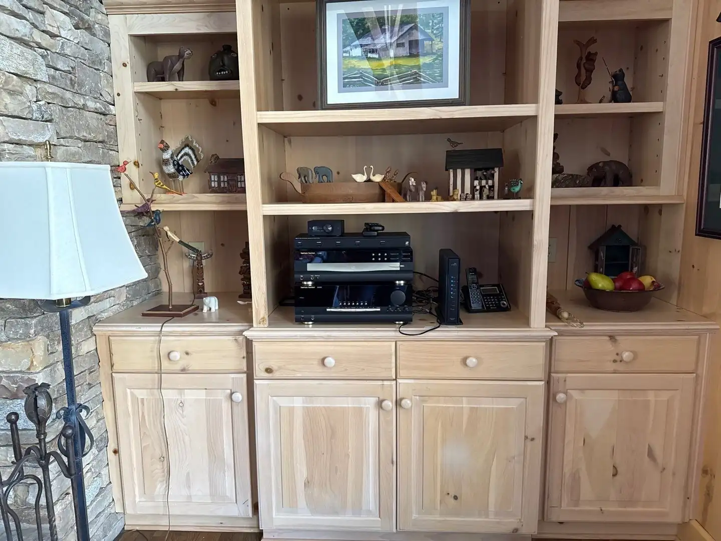 Built-in media cabinet housing AV components
