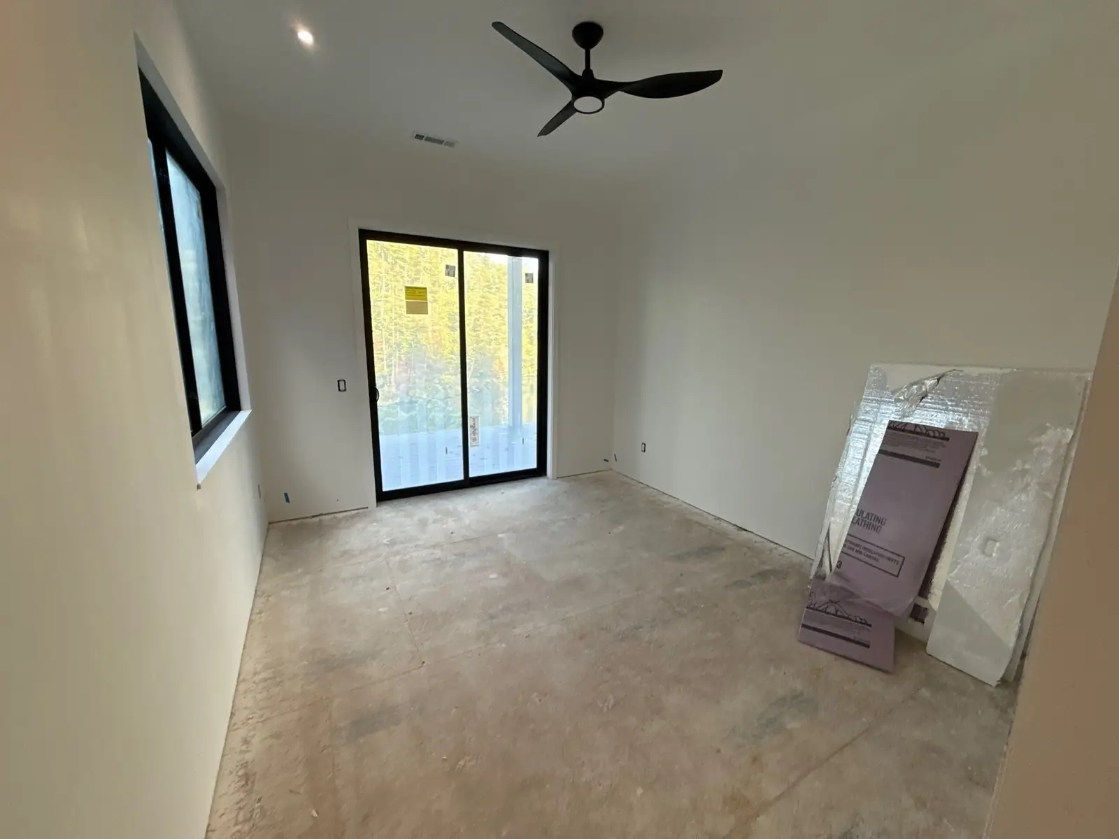 Bedroom with in-ceiling speaker locations
