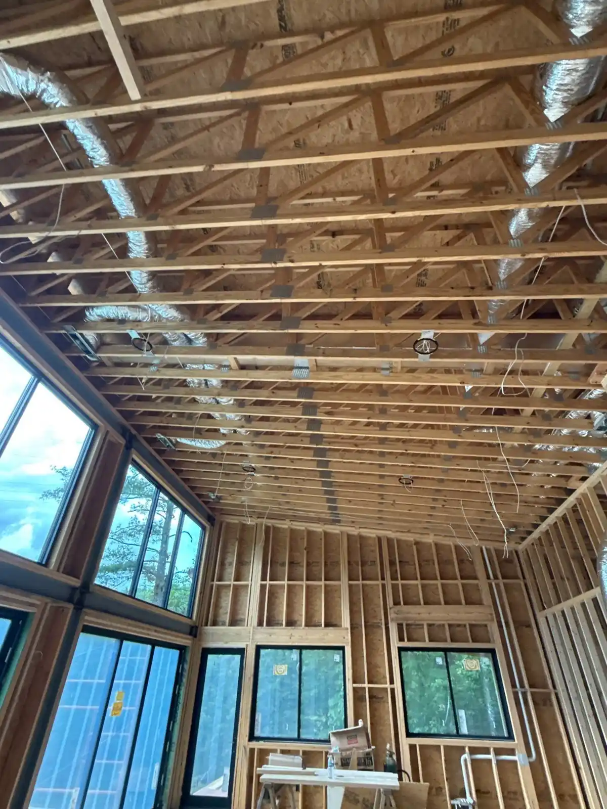 Speaker wire prewire in an open ceiling